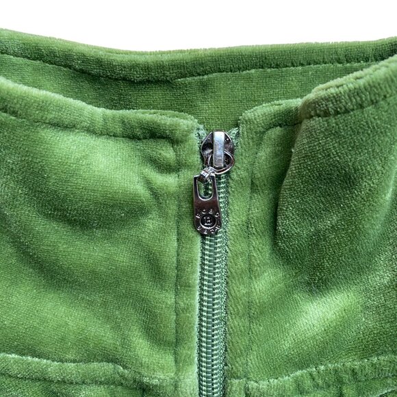 Vintage BCBG Y2K Velour Track Jacket Olive Green Zip Up Embroider Gothic Logo-S - Picture 5 of 13